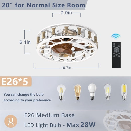 Cage Ceiling Fan with Light & Remote – 6-Speed