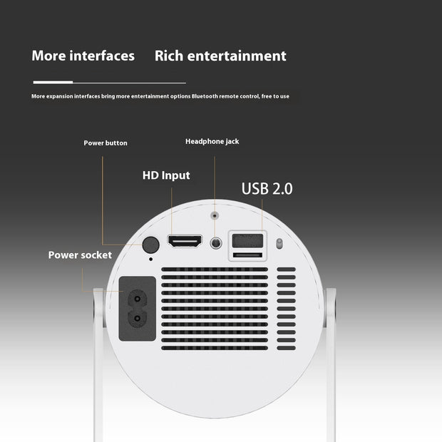 Portable Home Projector with Auto Focus & 180° Projection
