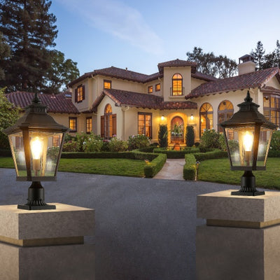 Outdoor Glass Pillar Lights – 2 Pack