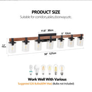 50" Rustic 7-Light Vanity Light – Industrial Wall Sconce