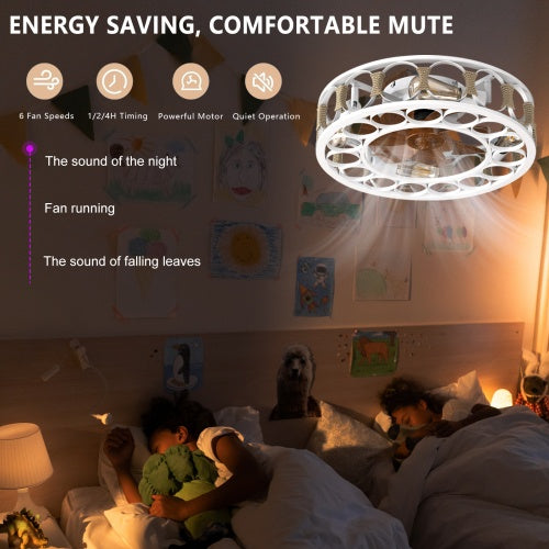 Cage Ceiling Fan with Light & Remote – 6-Speed