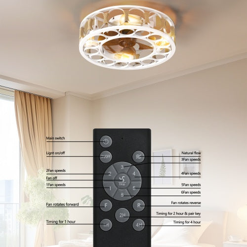 Cage Ceiling Fan with Light & Remote – 6-Speed