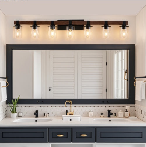 50" Rustic 7-Light Vanity Light – Industrial Wall Sconce