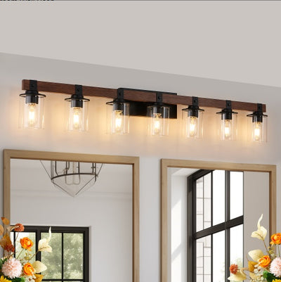 50" Rustic 7-Light Vanity Light – Industrial Wall Sconce