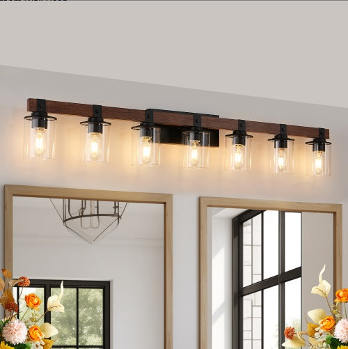 50" Rustic 7-Light Vanity Light – Industrial Wall Sconce