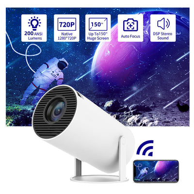 Portable Home Projector with Auto Focus & 180° Projection