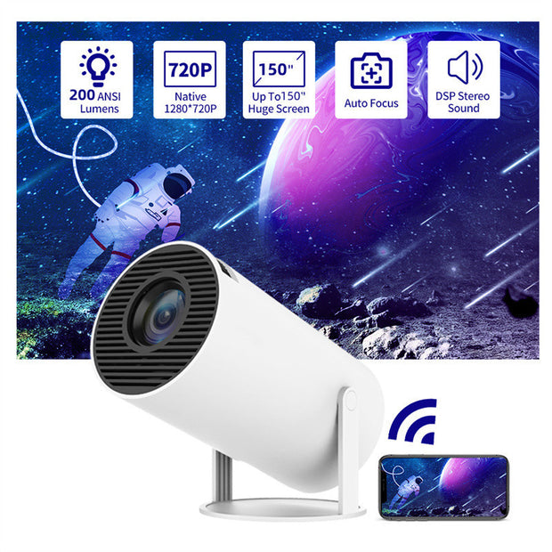 Portable Home Projector with Auto Focus & 180° Projection