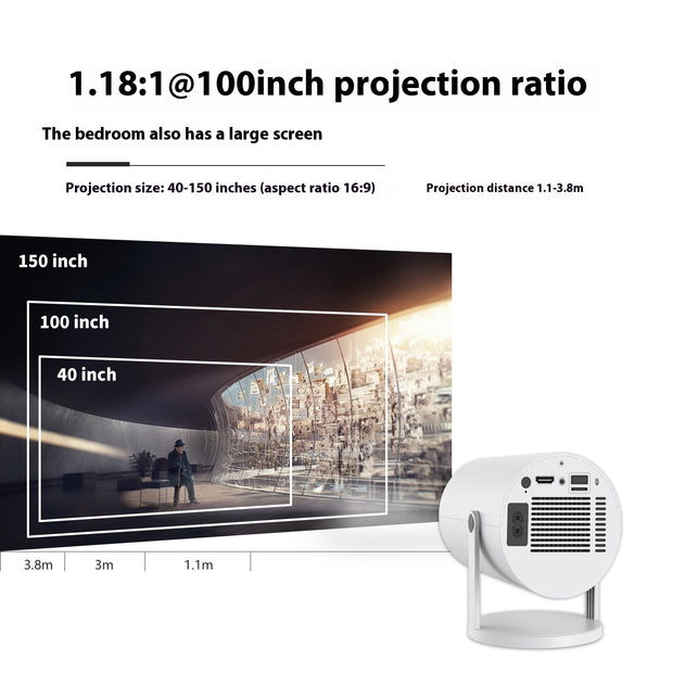 Portable Home Projector with Auto Focus & 180° Projection
